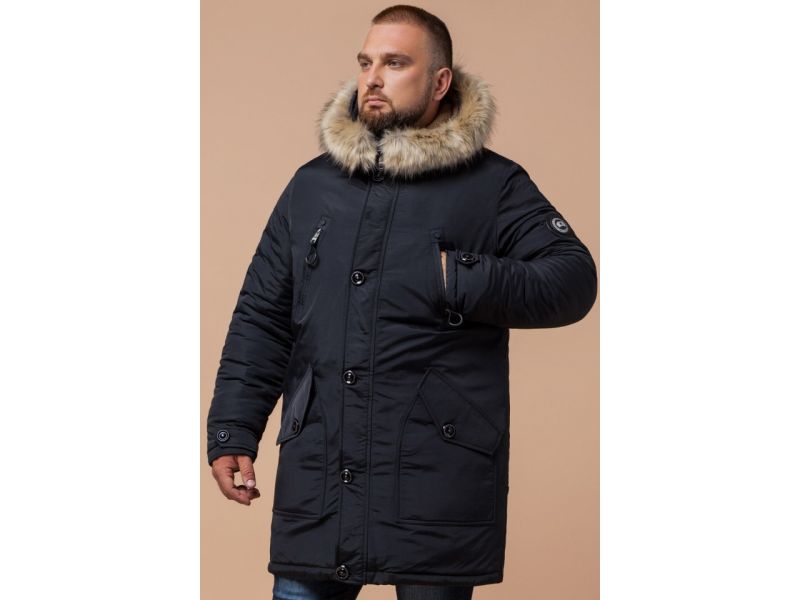 Парка мужская черно-синяя зимняя модель 91660, фото 3