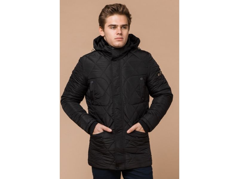 Черная мужская куртка с качественной фурнитурой зимняя модель 44842, фото 3