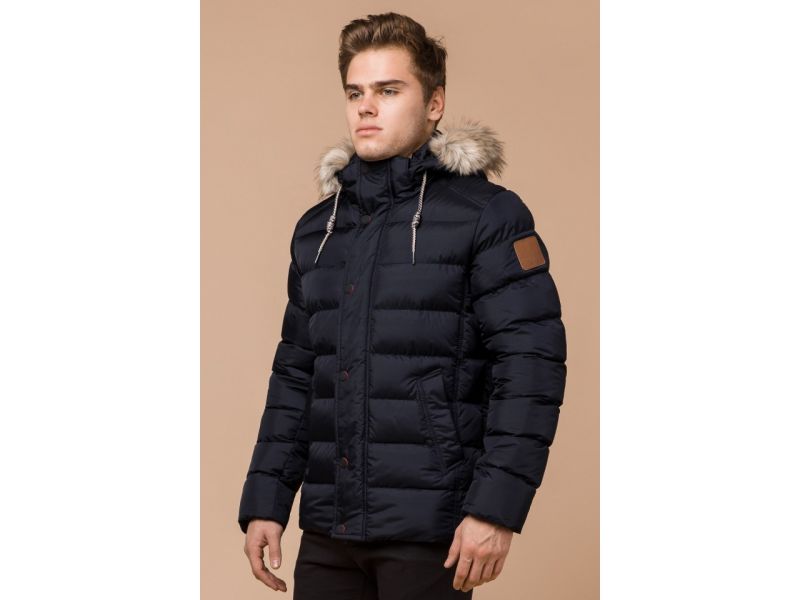 Сине-черная мужская зимняя куртка с карманами модель 16115, фото 3