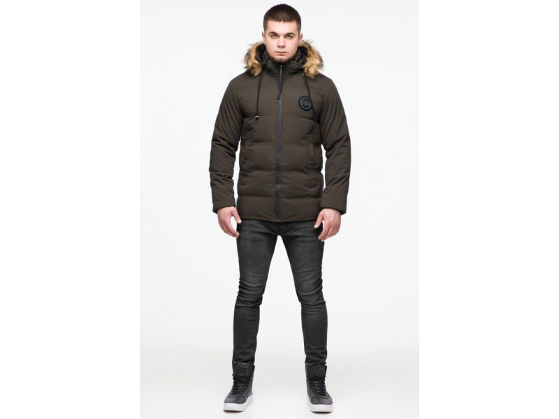 Куртка молодежная зимняя мужская цвета кофе модель 25550, фото 2