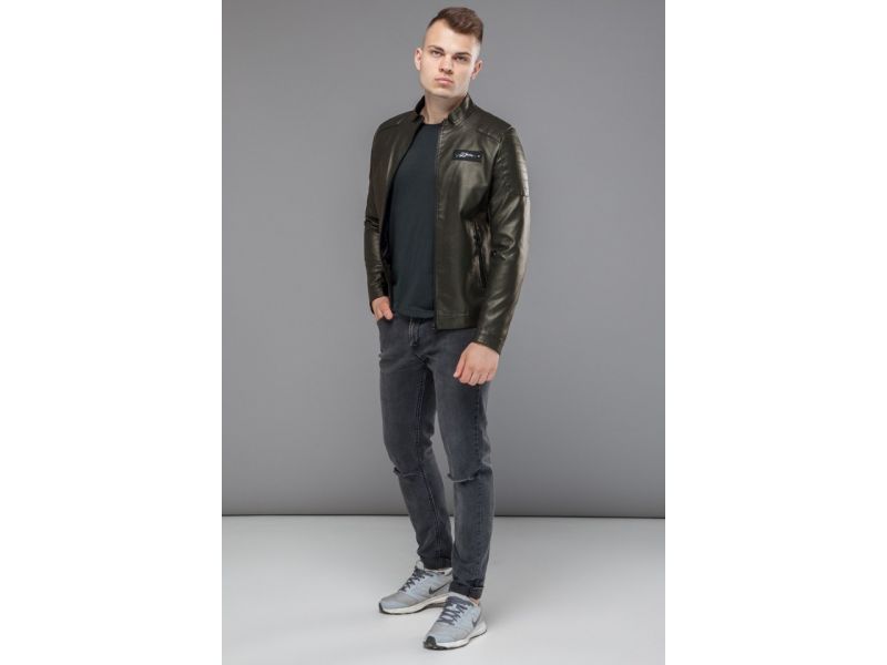 Молодежная куртка мужская осенне-весенняя цвет хаки модель 36361, фото 3