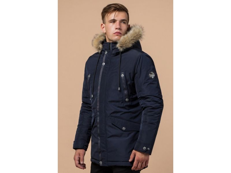 Синяя качественная мужская зимняя парка модель 27830, фото 3
