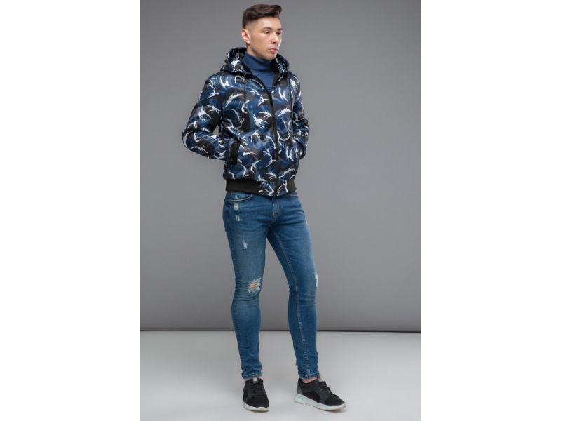 Черный мужской осенне-весенний двусторонний бомбер молодежный модель 32898, фото 3