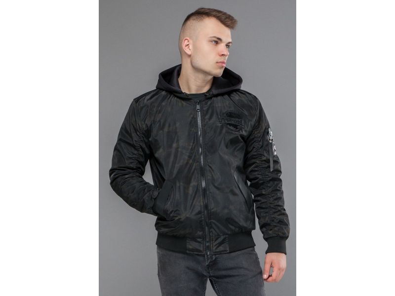Бомбер молодежный осенне-весенний мужской цвет черный модель 30155, фото 3