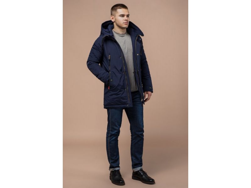 Зимняя парка синяя мужская модель 3587, фото 3