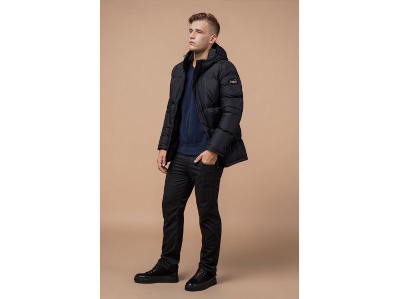 Зимняя куртка качественного пошива мужская цвет графит модель 2609, фото 3