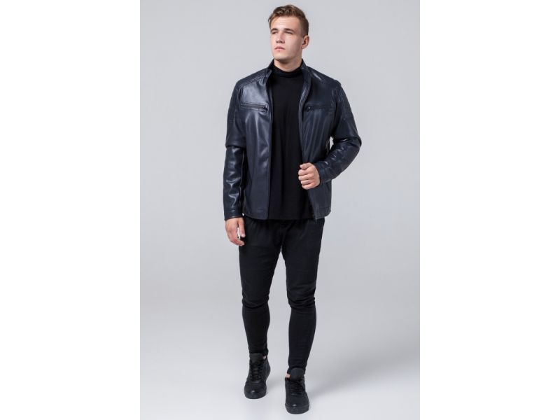 Темно-синяя мужская молодежная осенне-весенняя куртка модель 2612, фото 3