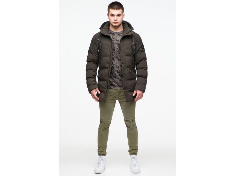 Зимняя куртка мужская молодежная цвета кофе модель 25320, фото 3
