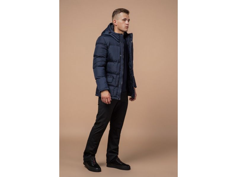 Зимняя фирменная куртка мужская цвет темно-синий модель 2609, фото 3