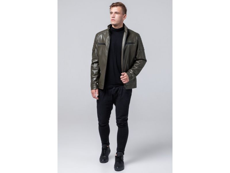 Куртка мужская осенне-весенняя молодежная цвета хаки модель 2612, фото 3