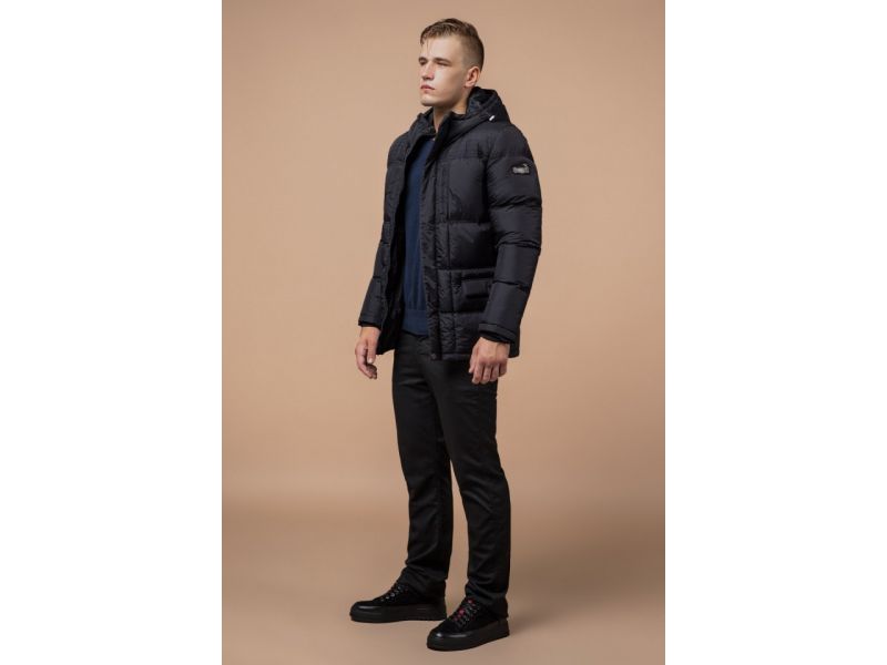 Зимняя черная мужская комфортная куртка модель 2609, фото 3