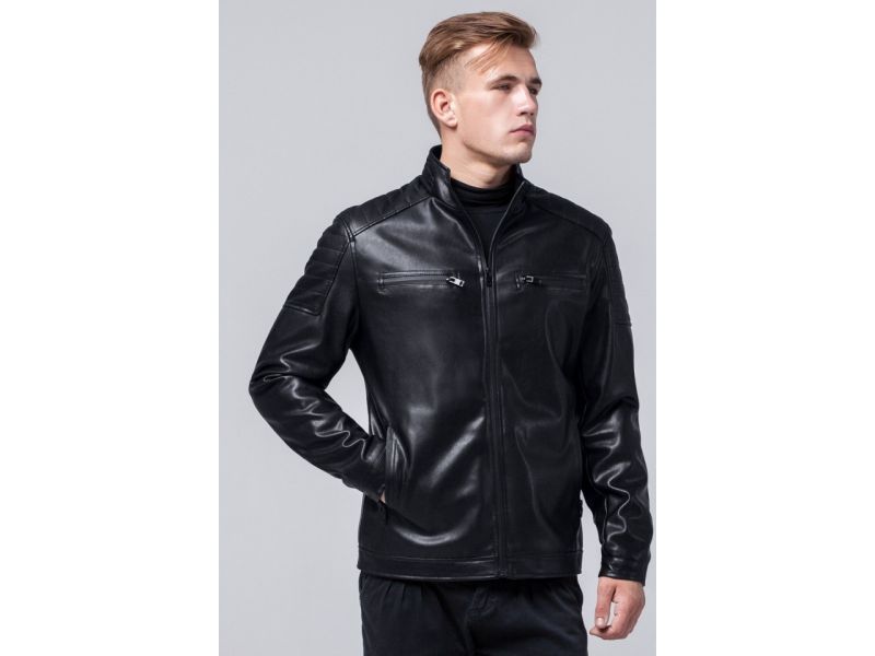 Короткая мужская осенне-весенняя куртка молодежная черная модель 2612, фото 3