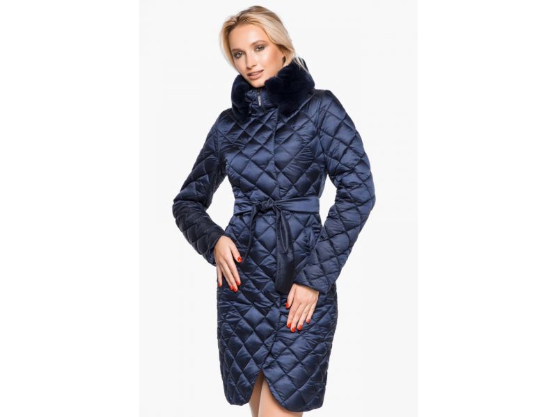 Воздуховик зимний качественного пошива женский цвет синий бархат модель 31030, фото 3