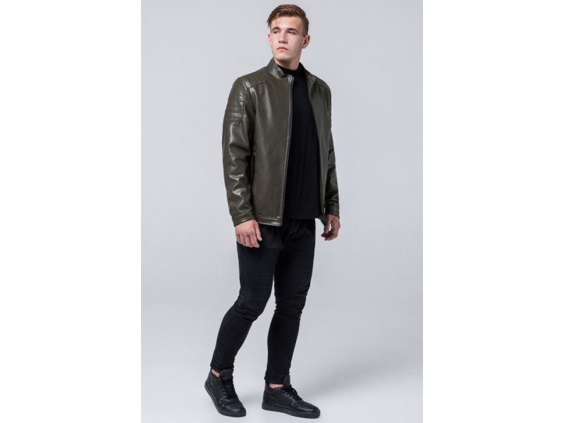 Осенне-весенняя куртка цвета хаки мужская молодежная модель 4129, фото 3