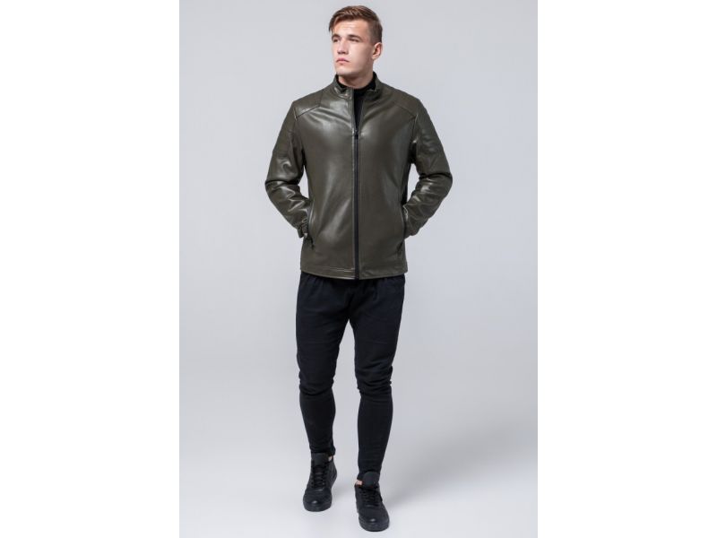 Осенне-весенняя куртка цвета хаки мужская молодежная модель 4129, фото 2