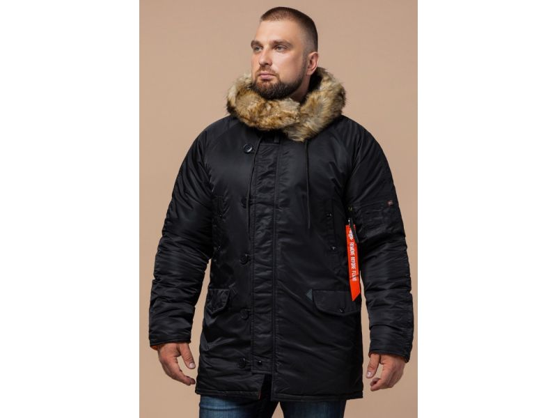 Зимняя мужская парка черного цвета модель 4576, фото 3