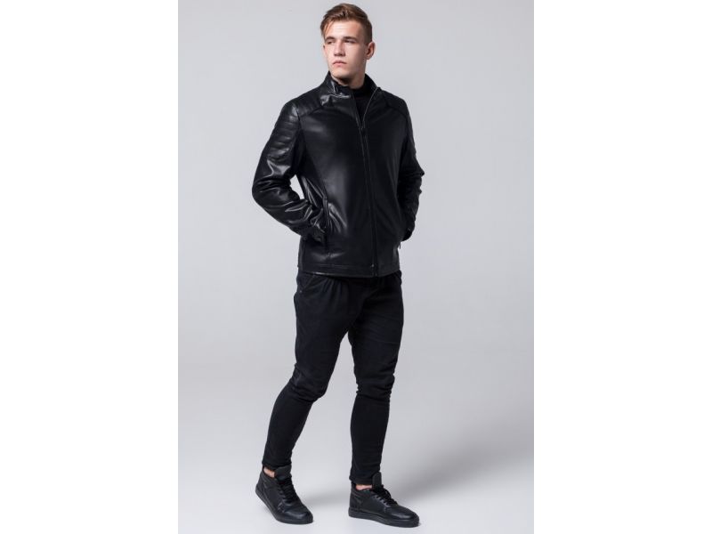 Черная мужская осенне-весенняя куртка легкая модель 4129, фото 2