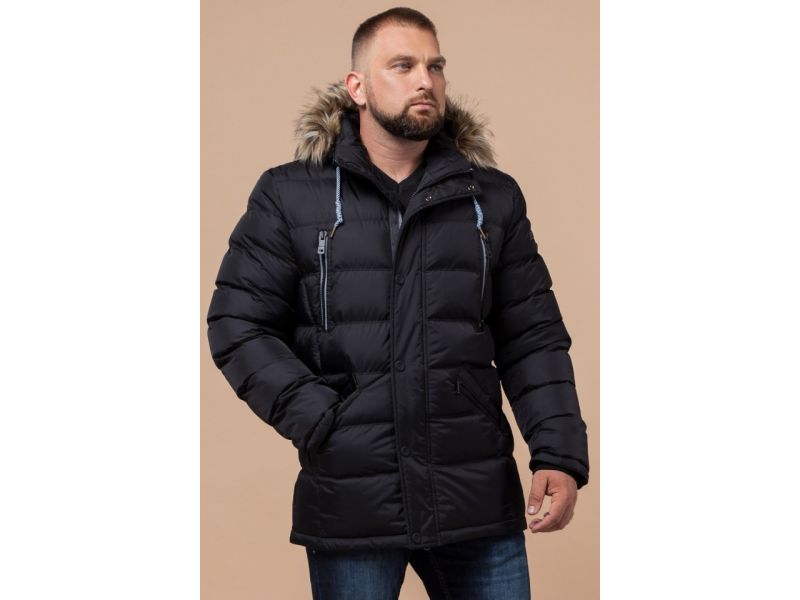 Зимняя мужская куртка практичная черная модель 21226, фото 3