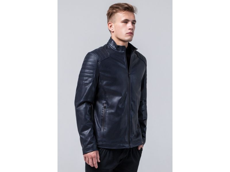 Темно-синяя куртка осенне-весенняя мужская молодежная модель 4129, фото 3