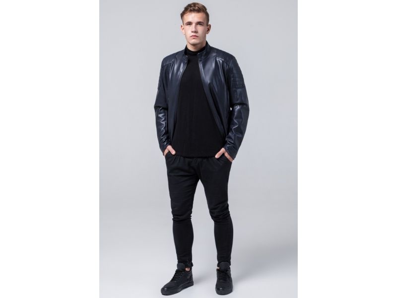 Темно-синяя куртка осенне-весенняя мужская молодежная модель 4129, фото 2