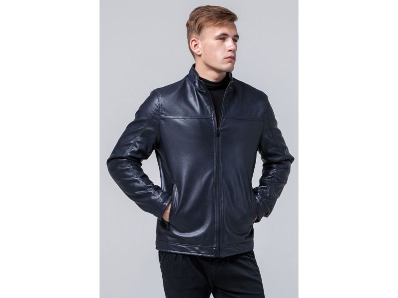 Куртка осенне-весенняя молодежная темно-синяя для мужчин модель 2825, фото 3