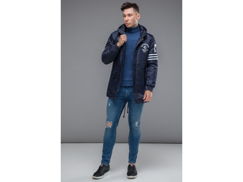 Парка осенне-весенняя синяя молодежная мужская модель 31292, фото 3