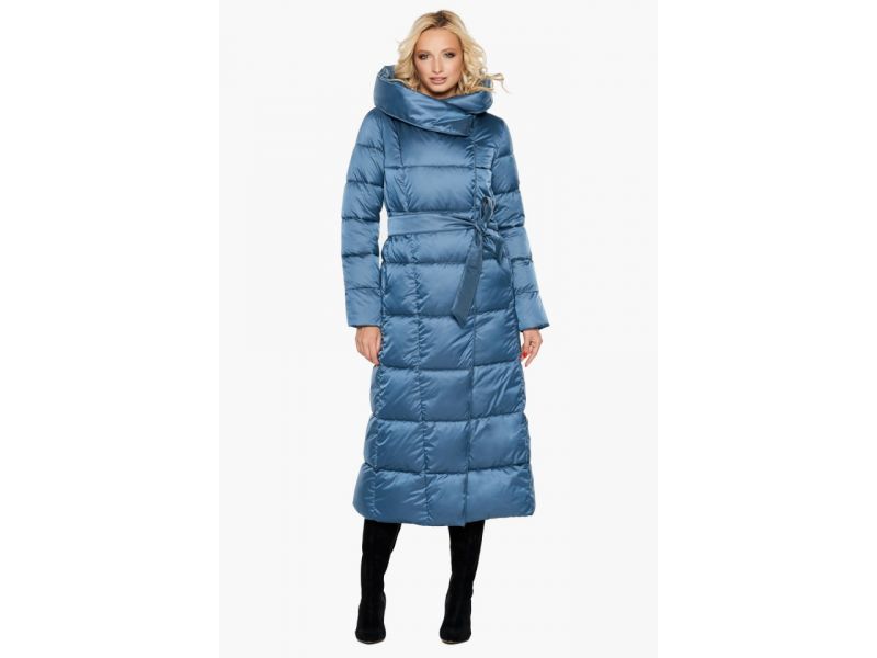 Модный женский воздуховик зимний цвет аквамарин модель 31056, фото 2