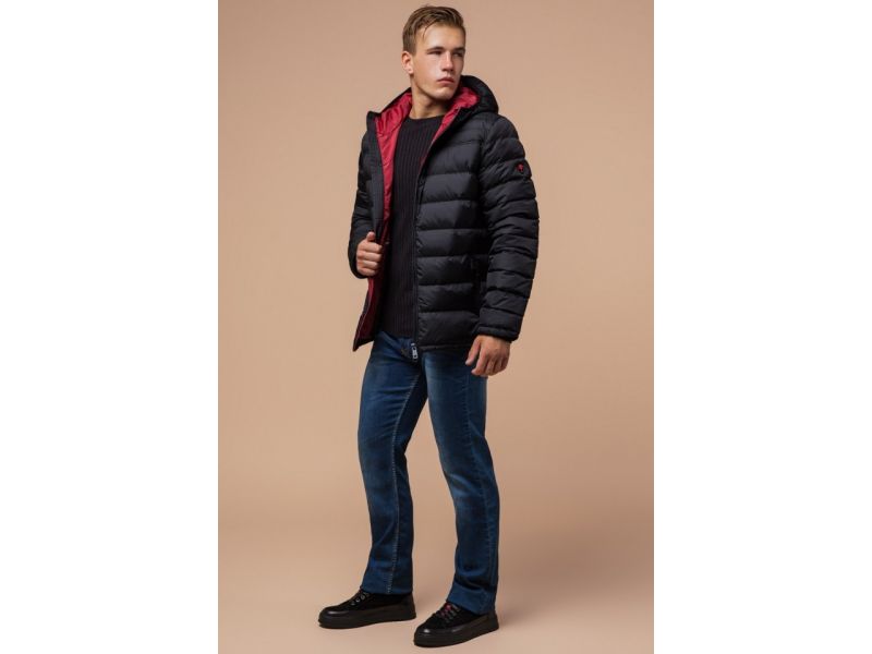 Удобная зимняя мужская куртка черная модель 25490, фото 3