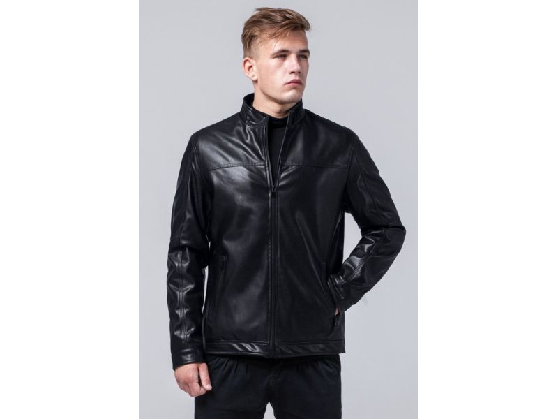 Черная куртка молодежная осенне-весенняя на молнии модель 2825, фото 3