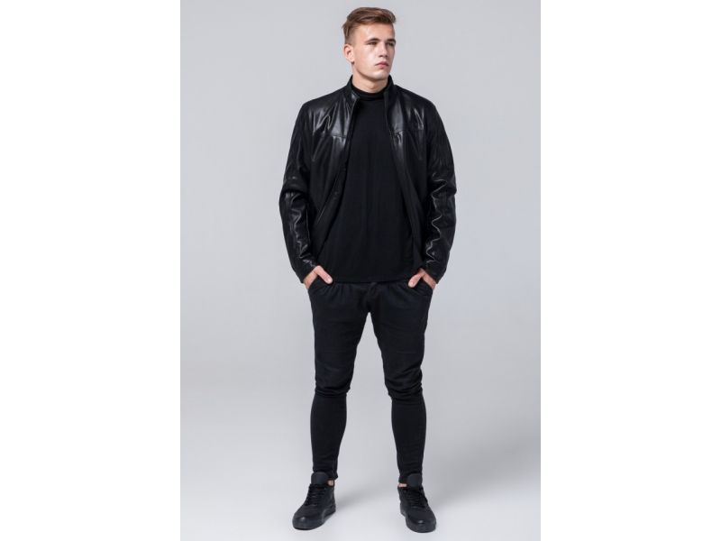 Черная куртка молодежная осенне-весенняя на молнии модель 2825, фото 2