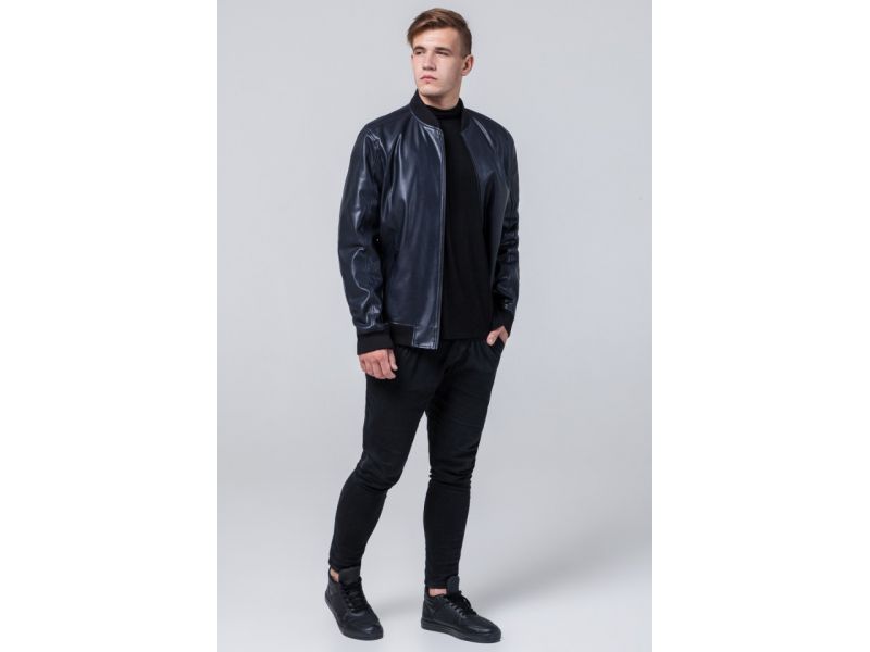 Молодежная темно-синяя куртка мужская осенне-весенняя модель 4055, фото 2