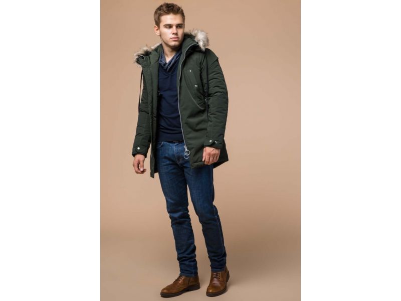 Парка мужская цвета хаки зимняя модель 15231, фото 3