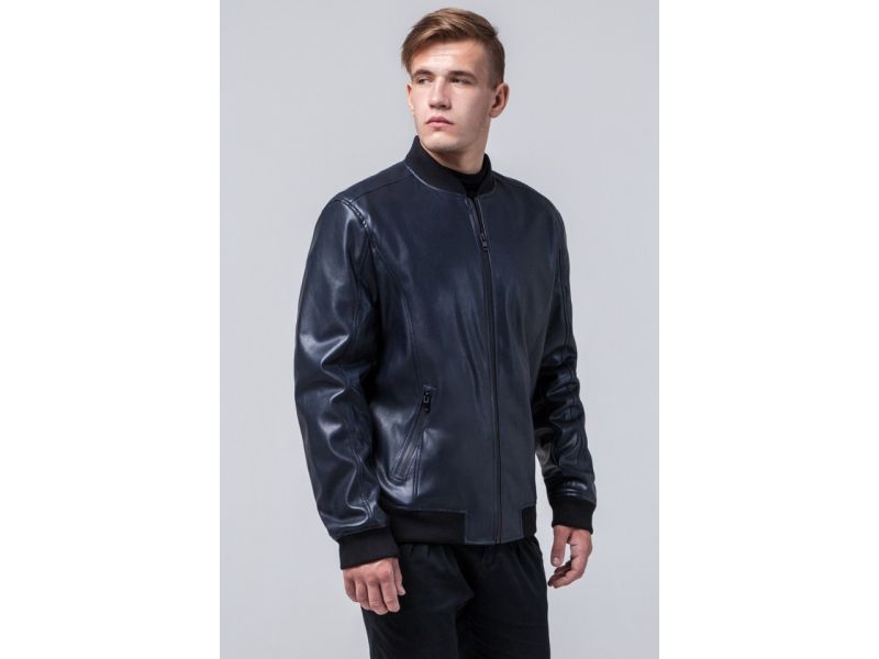 Молодежная темно-синяя куртка мужская осенне-весенняя модель 4055, фото 3