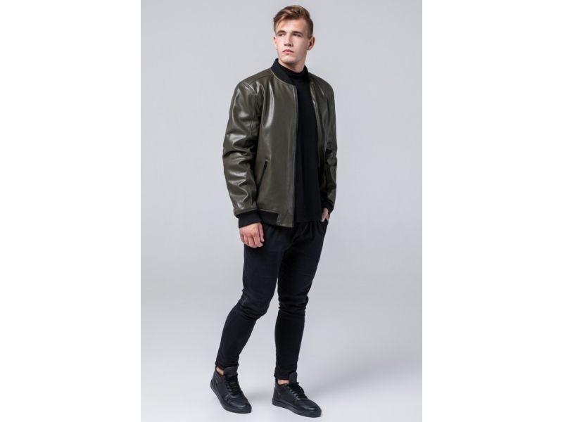 Куртка цвета хаки осенне-весенняя мужская молодежная модель 4055, фото 3