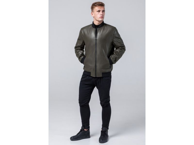 Куртка цвета хаки осенне-весенняя мужская молодежная модель 4055, фото 2