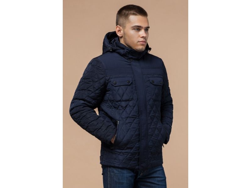 Мужская зимняя куртка с капюшоном цвет синий модель 1698, фото 3