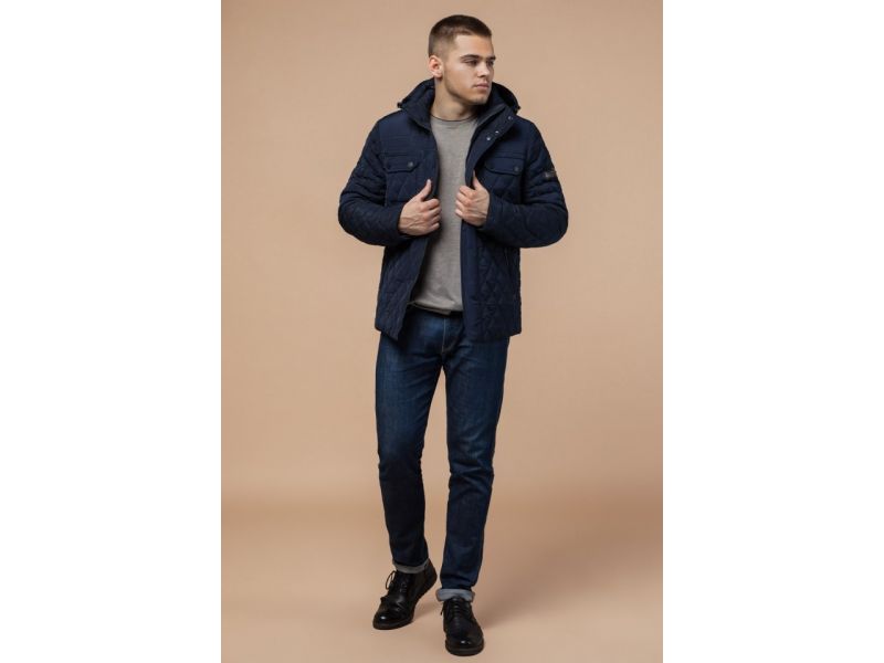 Мужская зимняя куртка с капюшоном цвет синий модель 1698, фото 2
