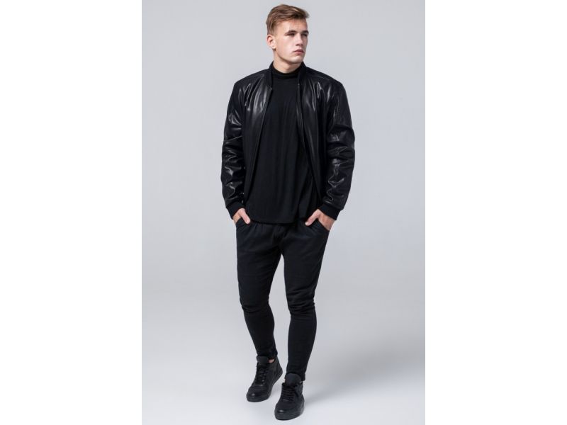 Куртка черная мужская осенне-весенняя молодежная с манжетами модель 4055, фото 3