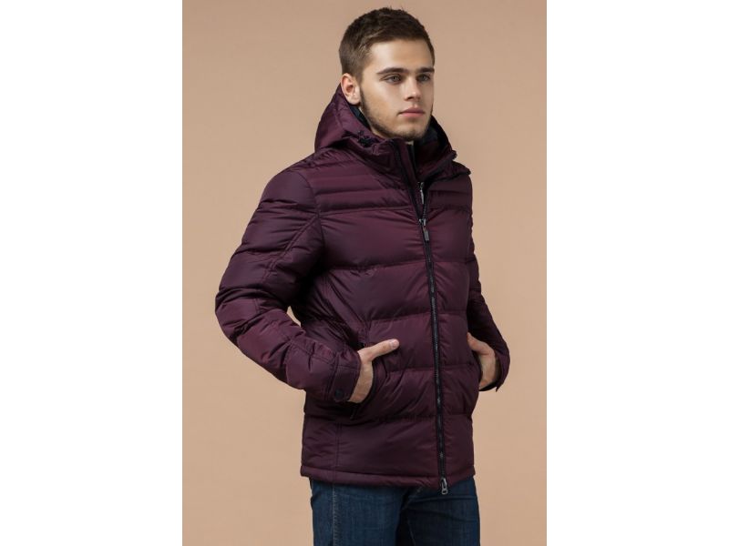 Зимняя темно-бордовая мужская куртка модель 26055, фото 3