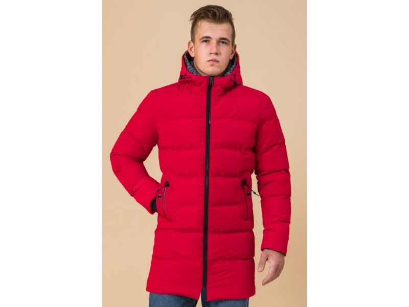 Мужская красная зимняя куртка прямого кроя модель 29077, фото 3