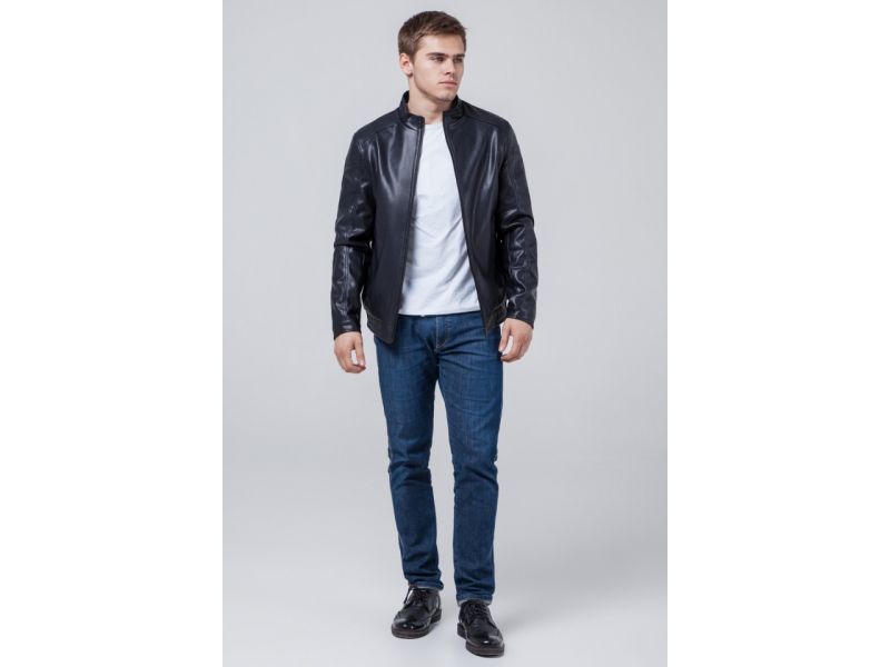 Темно-синяя молодежная непромокаемая куртка осенне-весенняя для мужчин модель 1588, фото 3