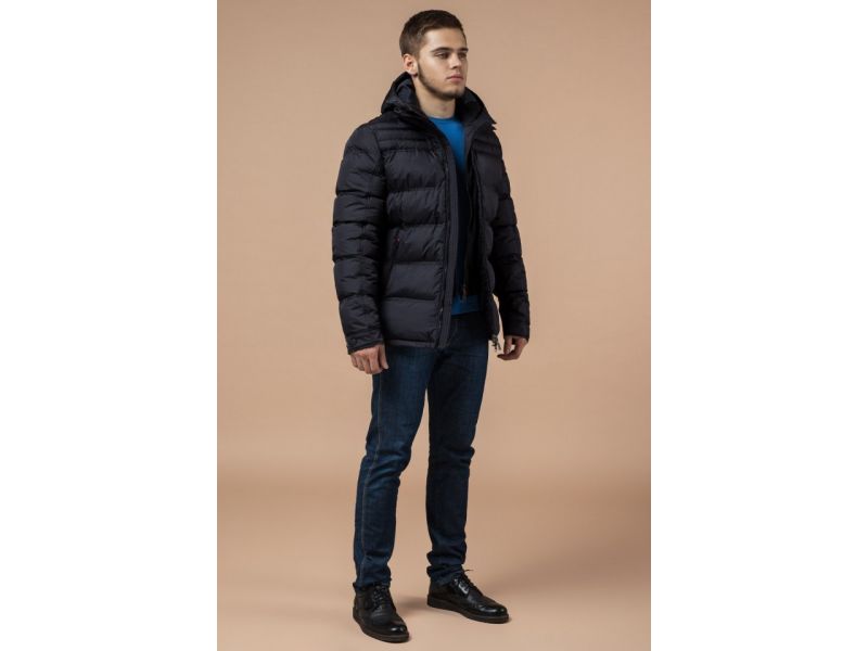 Зимняя мужская куртка с капюшоном черная модель 26055, фото 3