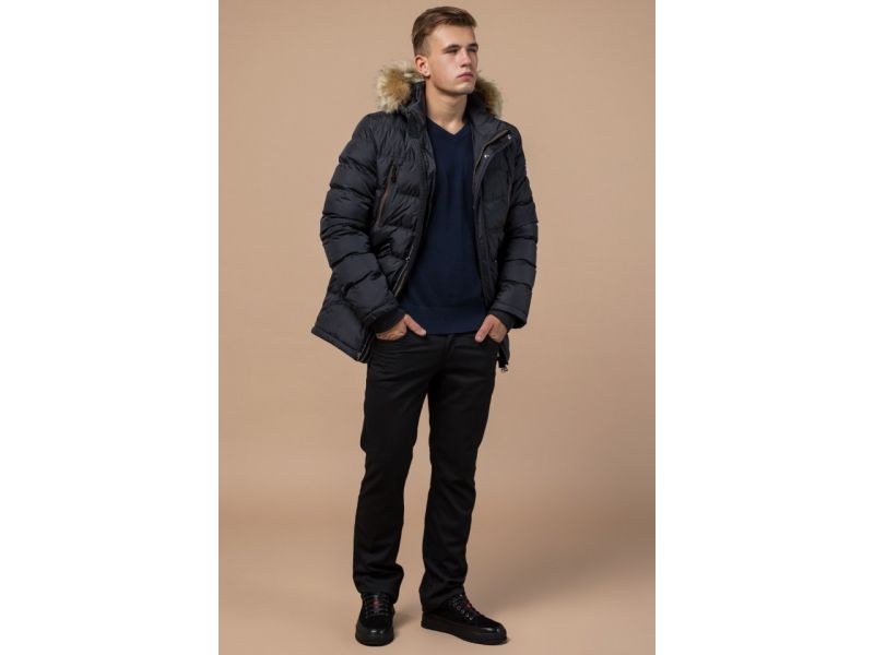 Зимняя графитовая мужская куртка модель 31042, фото 3