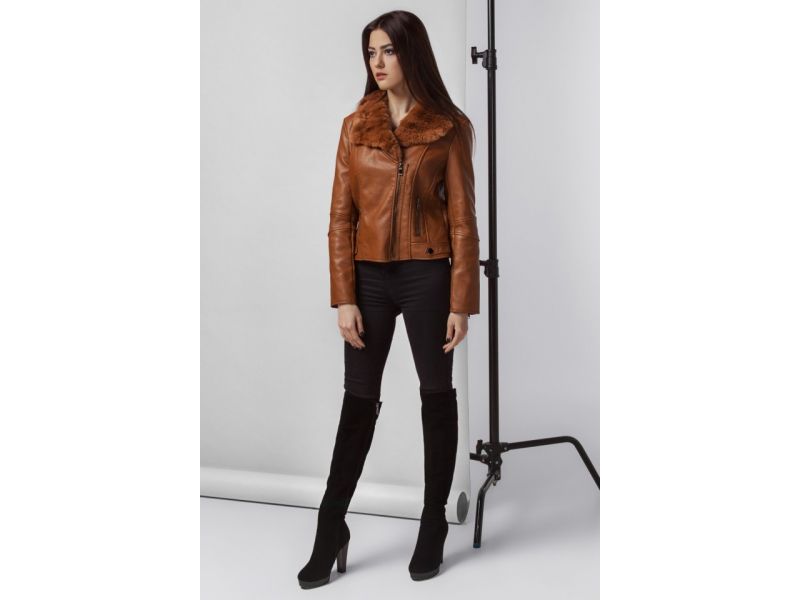 Пуховик женский коричневый молодежный осенне-весенний модель 25522, фото 2