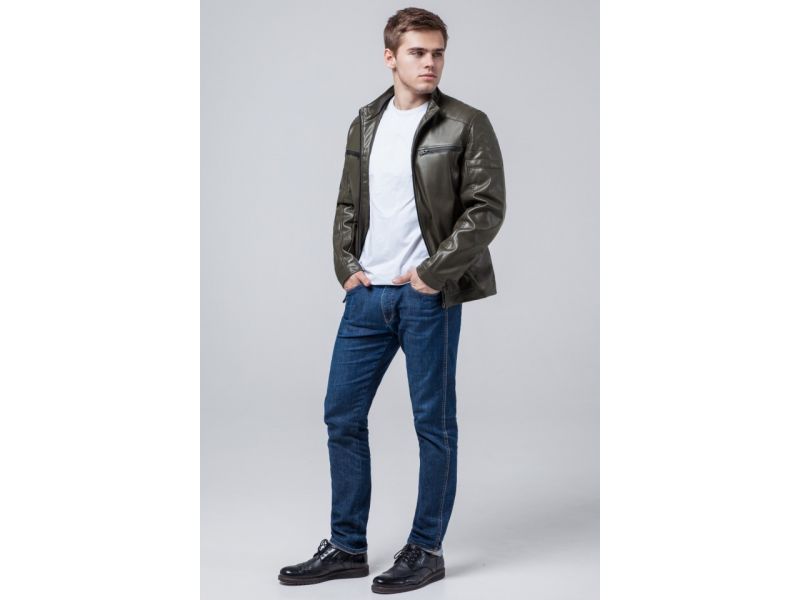 Непродуваемая куртка осенне-весенняя молодежная мужская цвета хаки модель 3645, фото 2