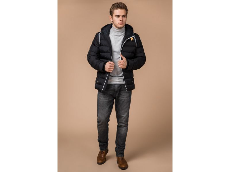 Теплая мужская зимняя куртка цвет черный-желтый модель 35228, фото 3