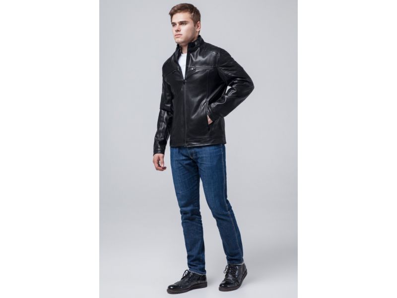 Черная куртка мужская осенне-весенняя молодежная модель 3645, фото 2