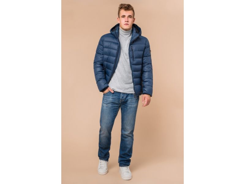 Мужская синяя куртка на зиму модель 36450, фото 3