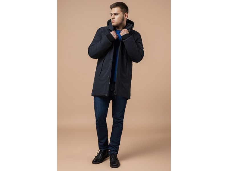 Графитовая парка с карманами зимняя мужская модель 9055, фото 3