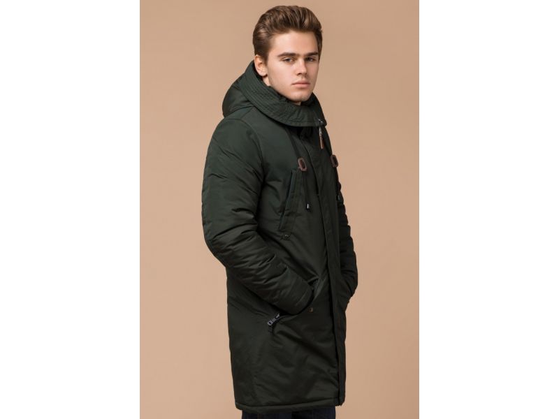 Парка цвета хаки мужская зимняя модель 13620, фото 3